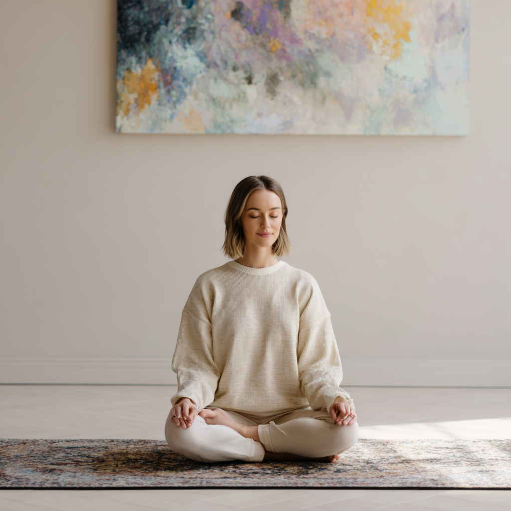 Femeie practicând yoga în natură